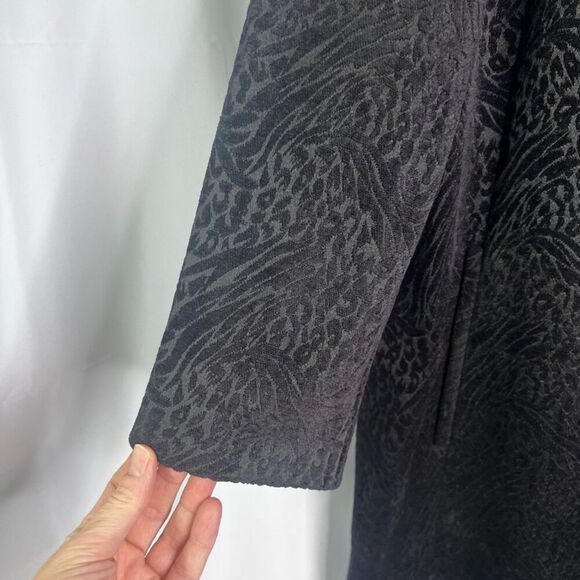 Chico's Black Velvet Jacquard Brocade Lined Duster Dressy Evening Jacket 3/LG - Picture 6 of 10